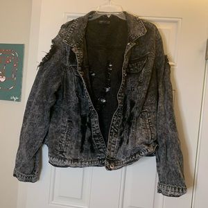 DISTRESSED B&W Jean Jacket